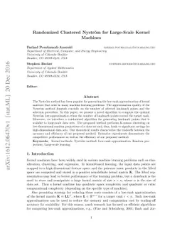 Randomized Clustered Nystrom for Large-Scale Kernel Machines