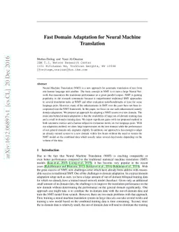 Fast Domain Adaptation for Neural Machine Translation