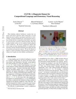 CLEVR: A Diagnostic Dataset for Compositional Language and Elementary
  Visual Reasoning