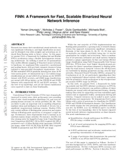 FINN: A Framework for Fast, Scalable Binarized Neural Network Inference