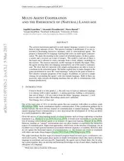 Multi-Agent Cooperation and the Emergence of (Natural) Language