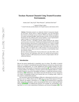 Teechan: Payment Channels Using Trusted Execution Environments