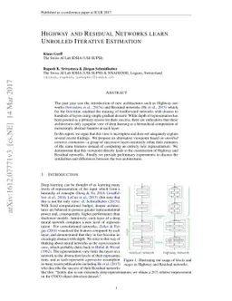 Highway and Residual Networks learn Unrolled Iterative Estimation