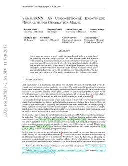 SampleRNN: An Unconditional End-to-End Neural Audio Generation Model