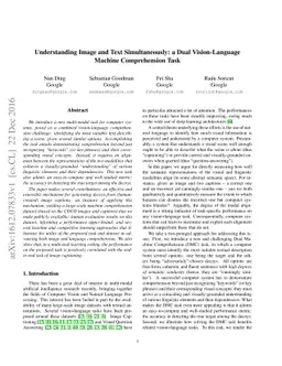 Understanding Image and Text Simultaneously: a Dual Vision-Language
  Machine Comprehension Task