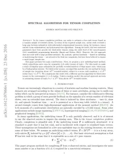 Spectral algorithms for tensor completion