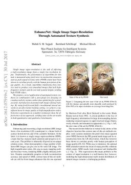 EnhanceNet: Single Image Super-Resolution Through Automated Texture
  Synthesis