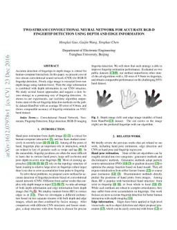 Two-stream convolutional neural network for accurate RGB-D fingertip
  detection using depth and edge information