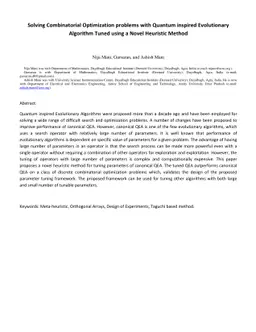 Solving Combinatorial Optimization problems with Quantum inspired
  Evolutionary Algorithm Tuned using a Novel Heuristic Method