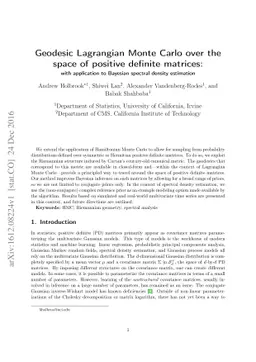Geodesic Lagrangian Monte Carlo over the space of positive definite
  matrices: with application to Bayesian spectral density estimation