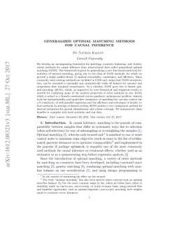 Generalized Optimal Matching Methods for Causal Inference
