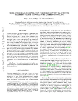 Abstractive Headline Generation for Spoken Content by Attentive
  Recurrent Neural Networks with ASR Error Modeling