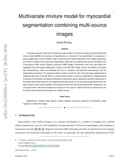 Multivariate mixture model for myocardium segmentation combining
  multi-source images