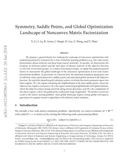Symmetry, Saddle Points, and Global Optimization Landscape of Nonconvex
  Matrix Factorization