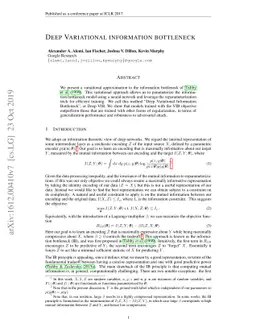 Deep Variational Information Bottleneck