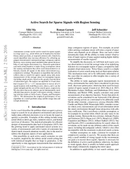 Active Search for Sparse Signals with Region Sensing