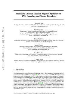 Predictive Clinical Decision Support System with RNN Encoding and Tensor
  Decoding