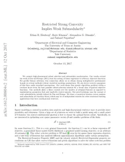 Restricted Strong Convexity Implies Weak Submodularity
