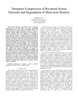 Parameter Compression of Recurrent Neural Networks and Degradation of
  Short-term Memory