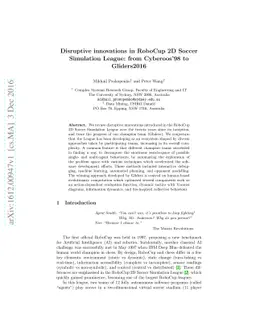 Disruptive innovations in RoboCup 2D Soccer Simulation League: from
  Cyberoos'98 to Gliders2016