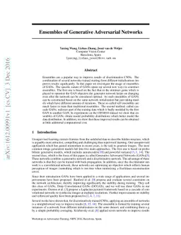 Ensembles of Generative Adversarial Networks