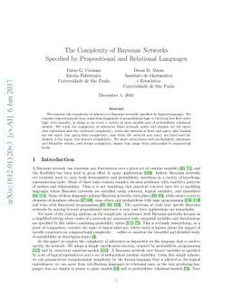 The Complexity of Bayesian Networks Specified by Propositional and
  Relational Languages