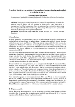 A method for the segmentation of images based on thresholding and
  applied to vesicular textures