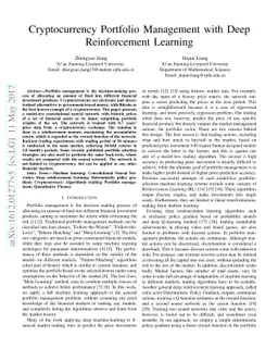 Cryptocurrency Portfolio Management with Deep Reinforcement Learning