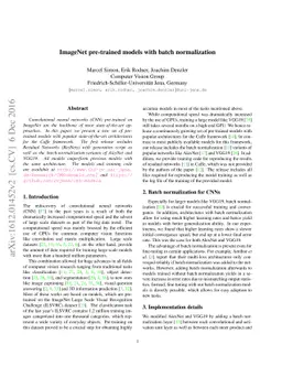 ImageNet pre-trained models with batch normalization