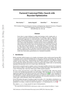 Factored Contextual Policy Search with Bayesian Optimization