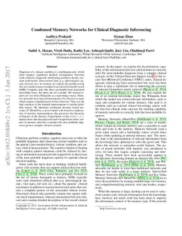 Condensed Memory Networks for Clinical Diagnostic Inferencing