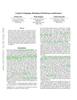 Coactive Critiquing: Elicitation of Preferences and Features
