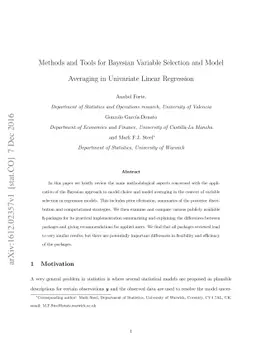 Methods and Tools for Bayesian Variable Selection and Model Averaging in
  Univariate Linear Regression