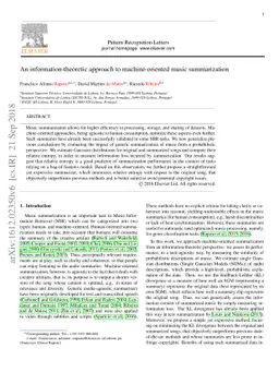 An Information-theoretic Approach to Machine-oriented Music
  Summarization