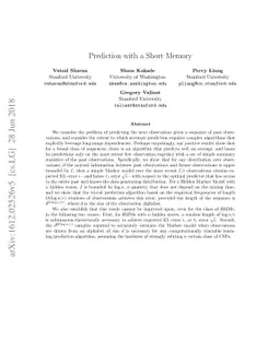 Prediction with a Short Memory
