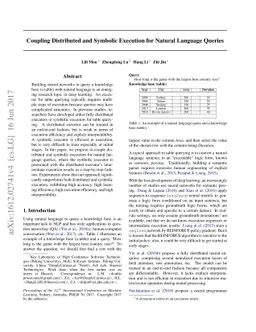 Coupling Distributed and Symbolic Execution for Natural Language Queries