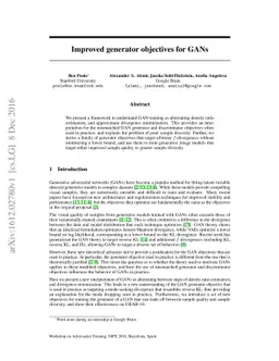 Improved generator objectives for GANs