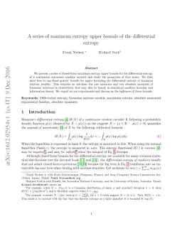 A series of maximum entropy upper bounds of the differential entropy