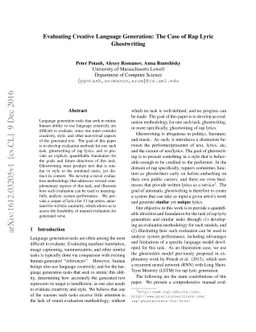 Evaluating Creative Language Generation: The Case of Rap Lyric
  Ghostwriting