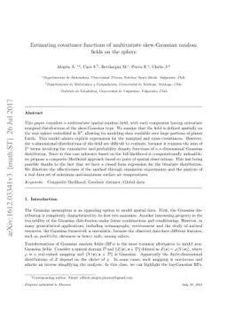 Estimating covariance functions of multivariate skew-Gaussian random
  fields on the sphere