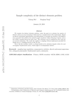 Sample complexity of the distinct elements problem