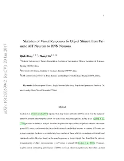 Statistics of Visual Responses to Object Stimuli from Primate AIT
  Neurons to DNN Neurons