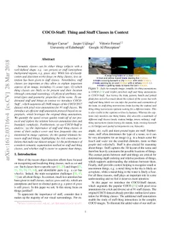 COCO-Stuff: Thing and Stuff Classes in Context