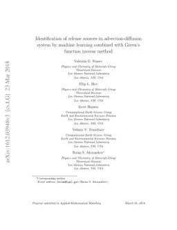 Identification of release sources in advection-diffusion system by
  machine learning combined with Green function inverse method