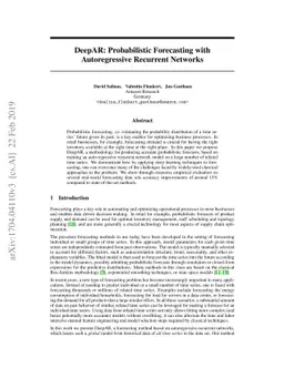 DeepAR: Probabilistic Forecasting with Autoregressive Recurrent Networks