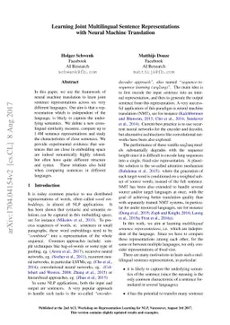 Learning Joint Multilingual Sentence Representations with Neural Machine
  Translation