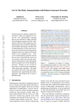 Get To The Point: Summarization with Pointer-Generator Networks