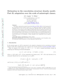 Estimation in the convolution structure density model. Part II:
  adaptation over the scale of anisotropic classes