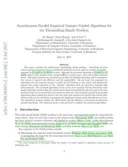 Asynchronous Parallel Empirical Variance Guided Algorithms for the
  Thresholding Bandit Problem
