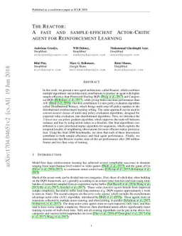 The Reactor: A fast and sample-efficient Actor-Critic agent for
  Reinforcement Learning
